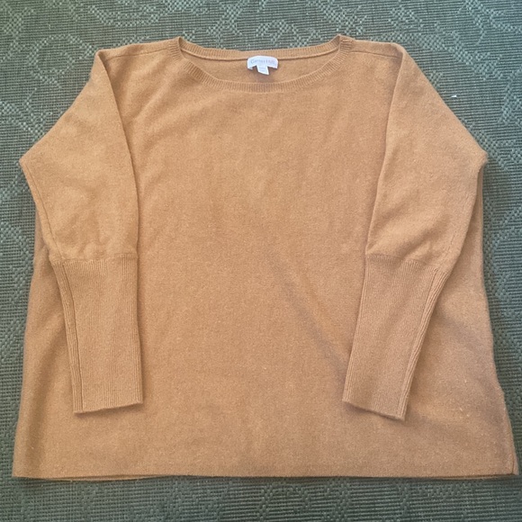 Garnet Hill Essentials Cashmere Cropped Sweater in Ochre - Picture 2 of 5